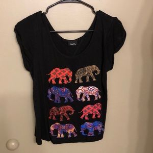 Black tribal elephant top